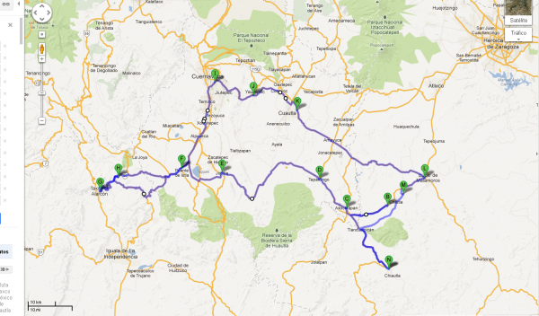 Así quedo la ruta final con 465 kilómetros