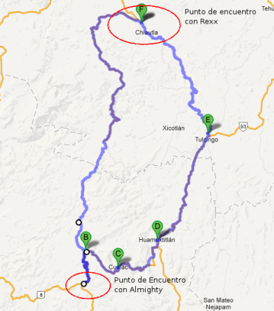 Ruta Planeada desde Chiautla