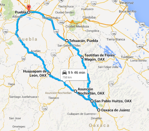 El plan de viaje Puebla - Oaxaca - Puebla
